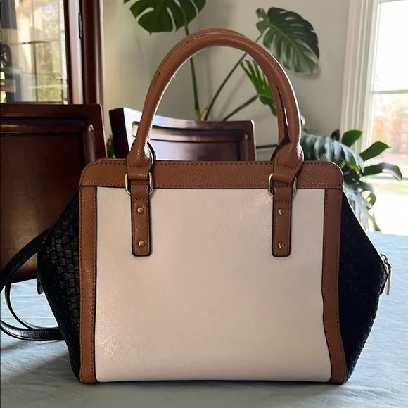 Anne Klein Black and White Satchel with Elegant Design - Picture 2 of 15